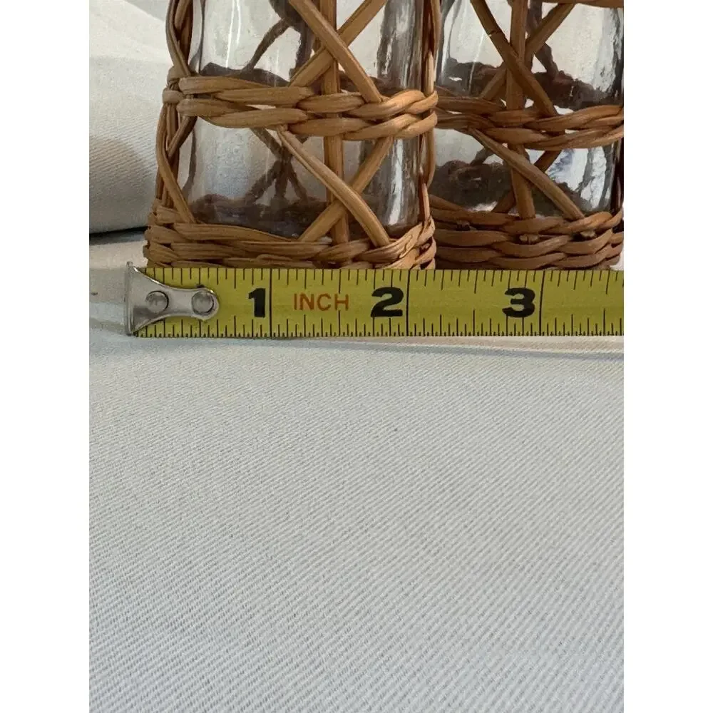 Pottery Barn Rattan Salt And Pepper Shakers NIB